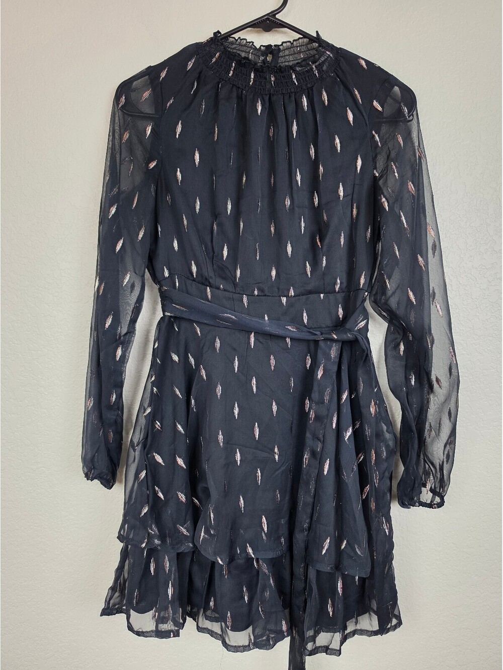 Anthropologie Sincerely Jules Black Chiffon Mini Dress Small